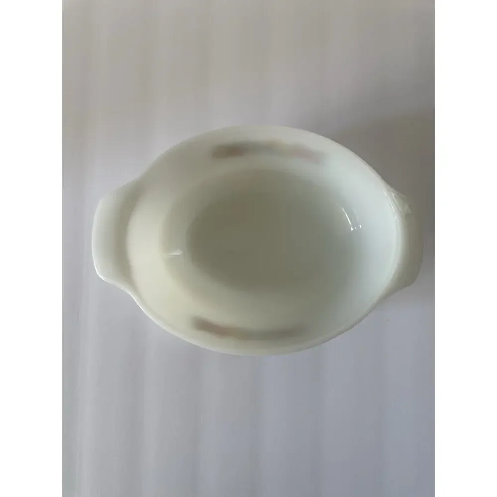 Vintage Fire-King Fruit Harvest #433 1.5 Qt Milk Glass Casserole Dish USA